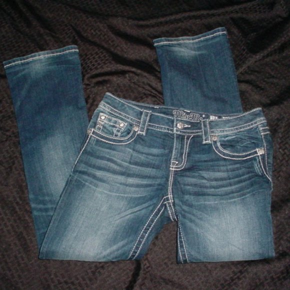 MISS ME Wing Flap Pockets Distressed Boot Jeans 28 - Picture 3 of 3